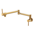 Double Handle Double Joint Folding Wall and Deck Mounted Brass Copper Kitchen Pot Filler cozhina en la pared grifo de cocina